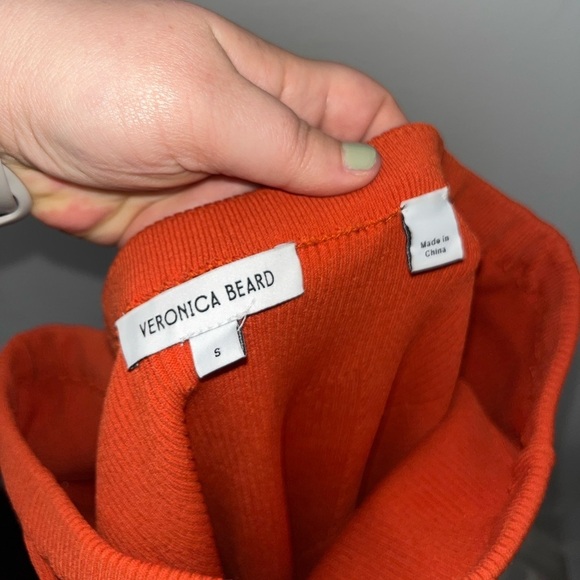 VERONICA BEARD Orange Derick Ribbed Off Shoulder Blouse Size Small - Picture 5 of 13
